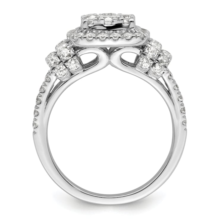 Rhodium Over 14K White Gold Lab Grown Diamond VS/SI GH, Cluster Ring 1.509ctw