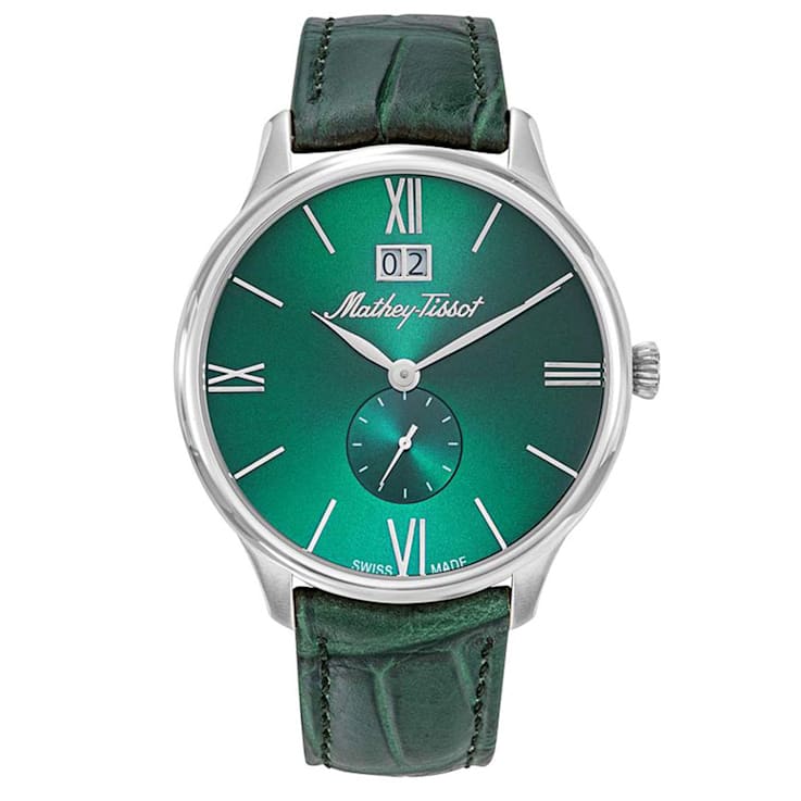 Mathey Tissot Men's Edmond Green Dial Green Leather Strap Watch