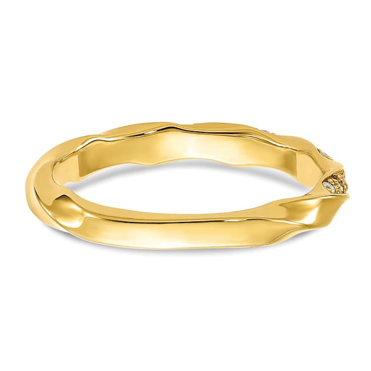 14K Yellow Gold Twisted Diamond Wedding Band 0.2ctw