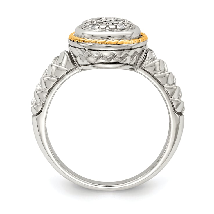Rhodium Over Sterling Silver with 14K Accent Polished Diamond Ring