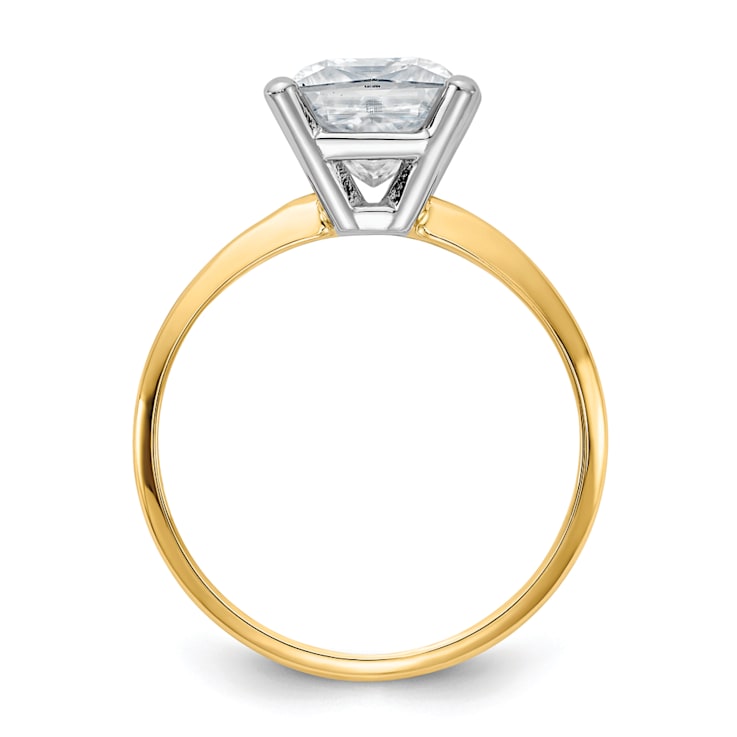 14K Yellow Gold With White Gold Accents 2 ct. D E F Pure Light Princess
Moissanite Solitaire Ring