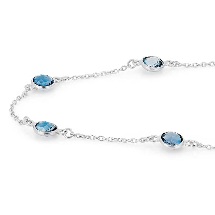 Blue Topaz Station Necklace In Sterling Silver 12.50ctw