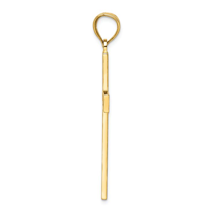 14k Yellow Gold Polished Beaded Textured Cross Pendant