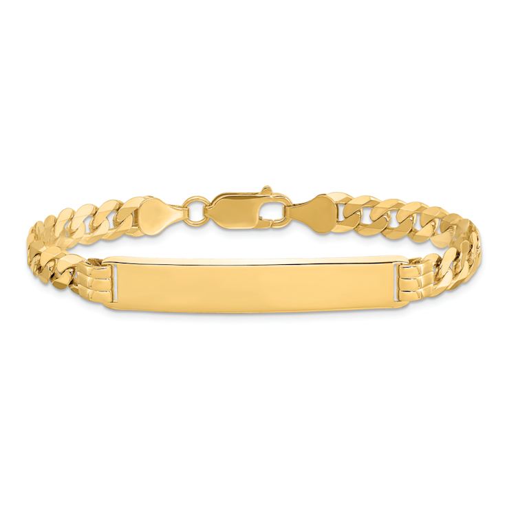 10k Yellow Gold Flat Curb Link ID Bracelet