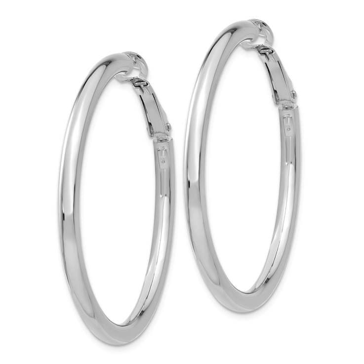 Rhodium Over 14k White Gold Polished 1 5/8" Round Hoop Earrings