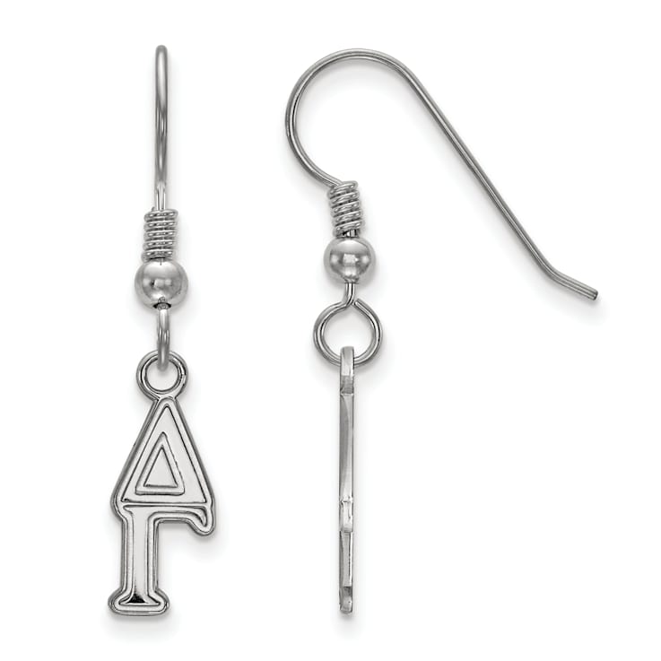 Rhodium Over Sterling Silver LogoArt Delta Gamma Small Dangle Earrings