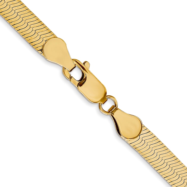 14K Yellow Gold 5mm Silky Herringbone Chain Necklace