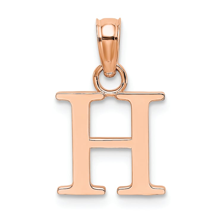 14k Rose Gold Polished Block Letter H Initial Pendant