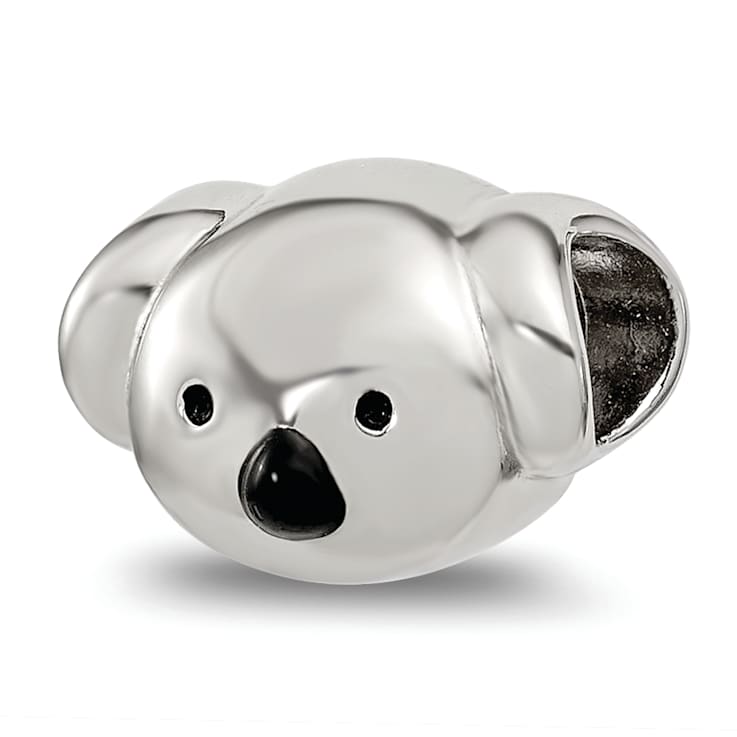 Sterling Silver Enamel Koala Bear Face Bead