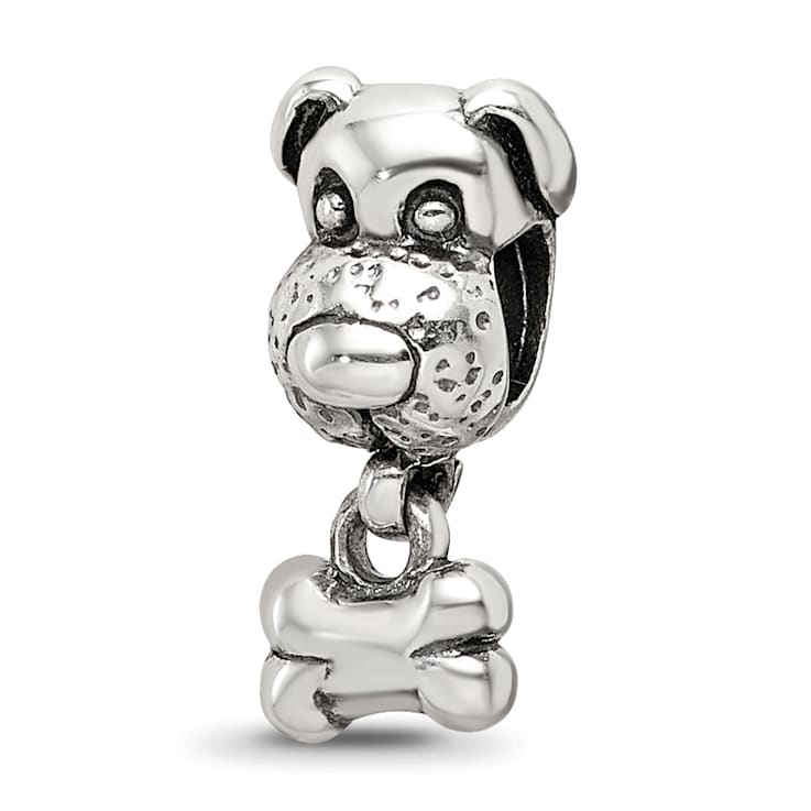 Sterling Silver Dog and Bone Bead