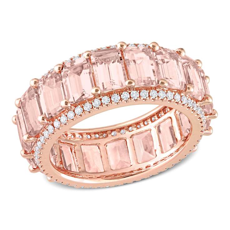 Morganite and Diamond 14K Rose Gold Ring 10.57ctw