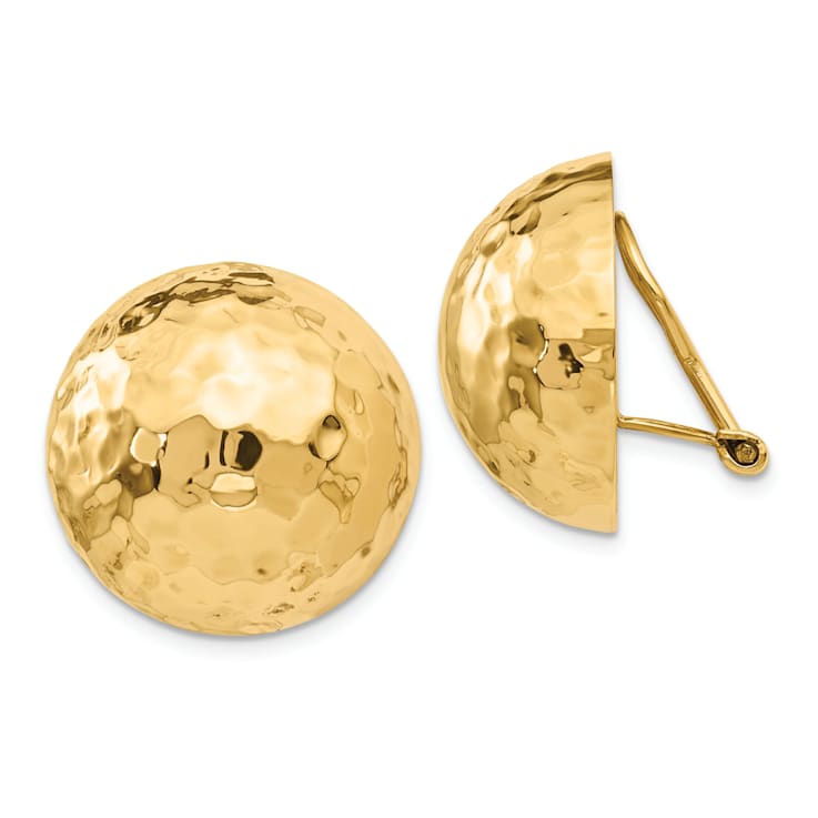 14k Yellow Gold Hammered Non-pierced Stud Earrings