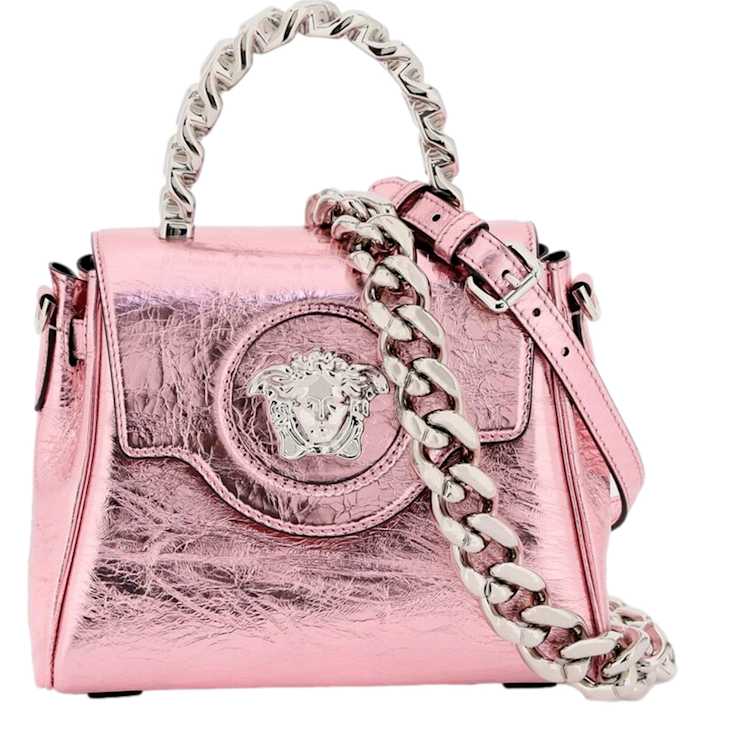 Versace La Medusa Pink Metallic Top-Handle Bag - 18X6HA
