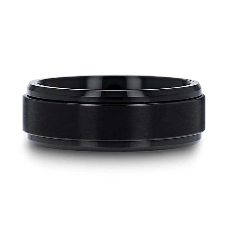 REVOLVE Black Tungsten Brushed Finish Spinner Polished Base Spinning
Band 6mm