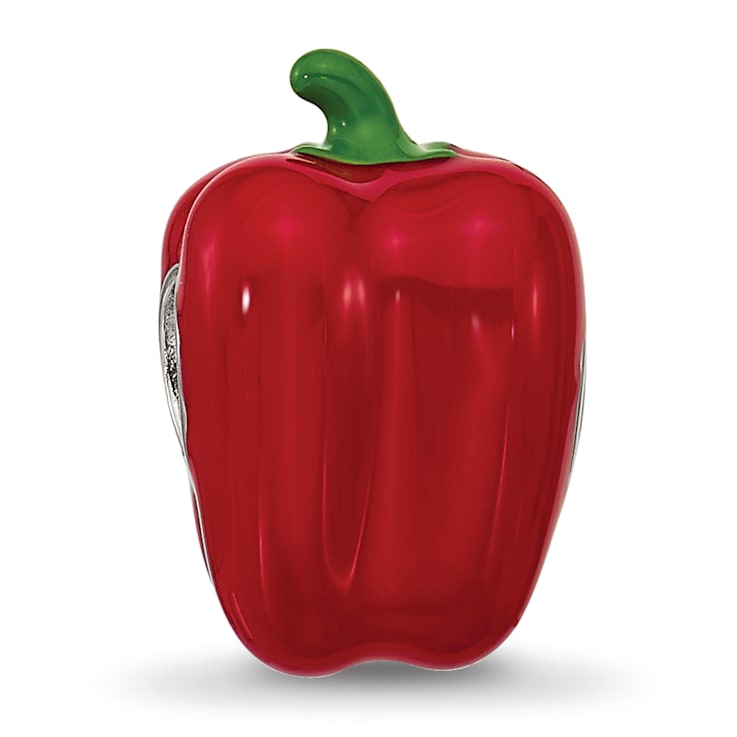 Sterling Silver Enamel Red Bell Pepper Bead