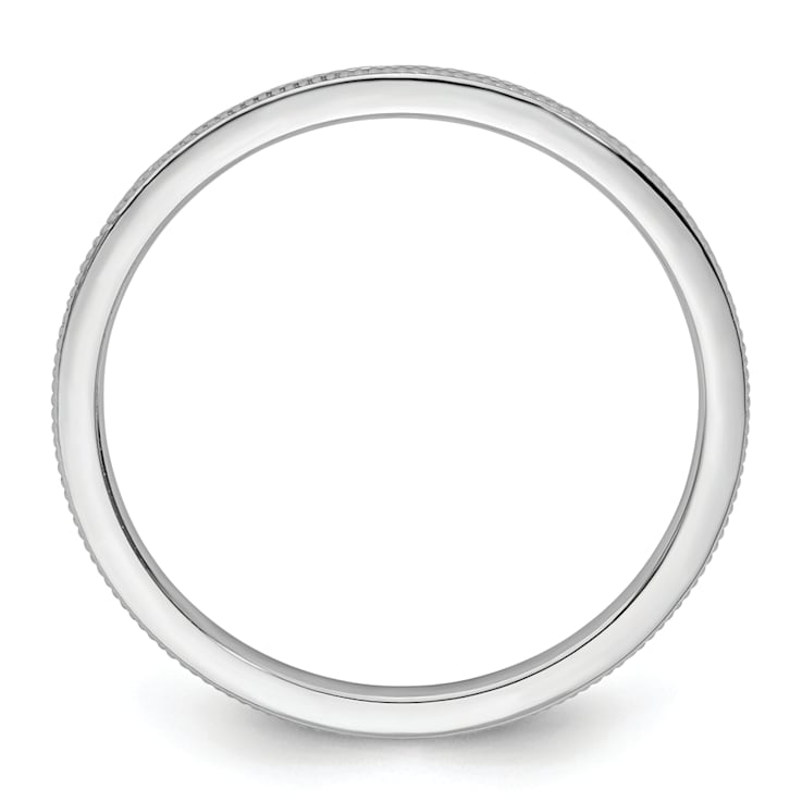 Rhodium over 10K White Gold 1.2mm Milgrain Stackable Expressions Band