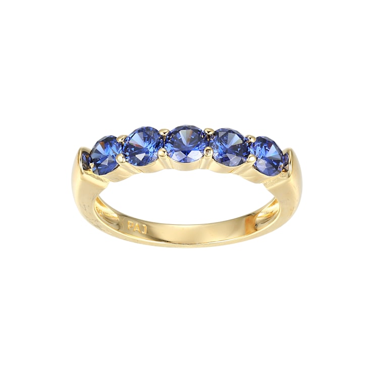 Blue Cubic Zirconia 18k Yellow Gold Over Sterling Silver Ring 1.77ctw