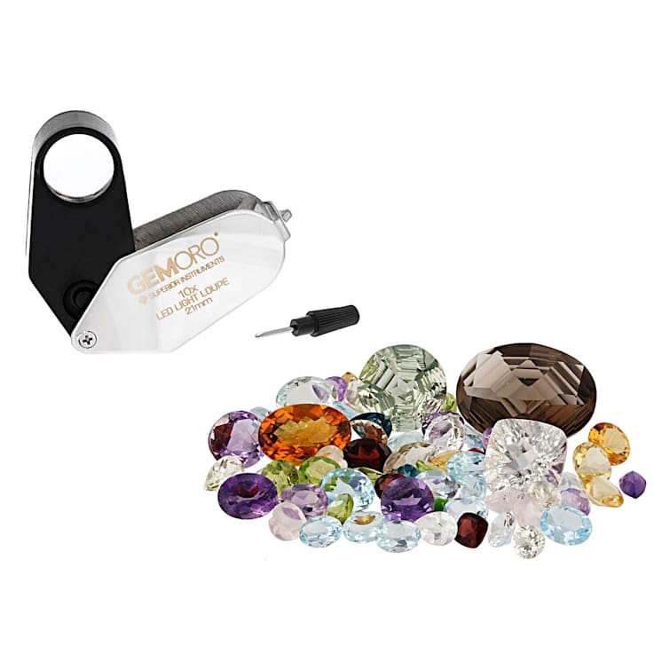 Gem Discovery Parcel 100ctw with LED Light Loupe in Case