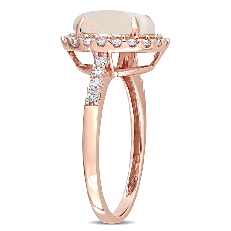 Opal and Diamond 14K Rose Gold Ring 2.08ctw
