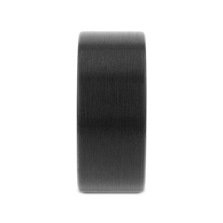 SAN ANTONIO Flat Black Tungsten Carbide Band with Brushed Finish 12mm