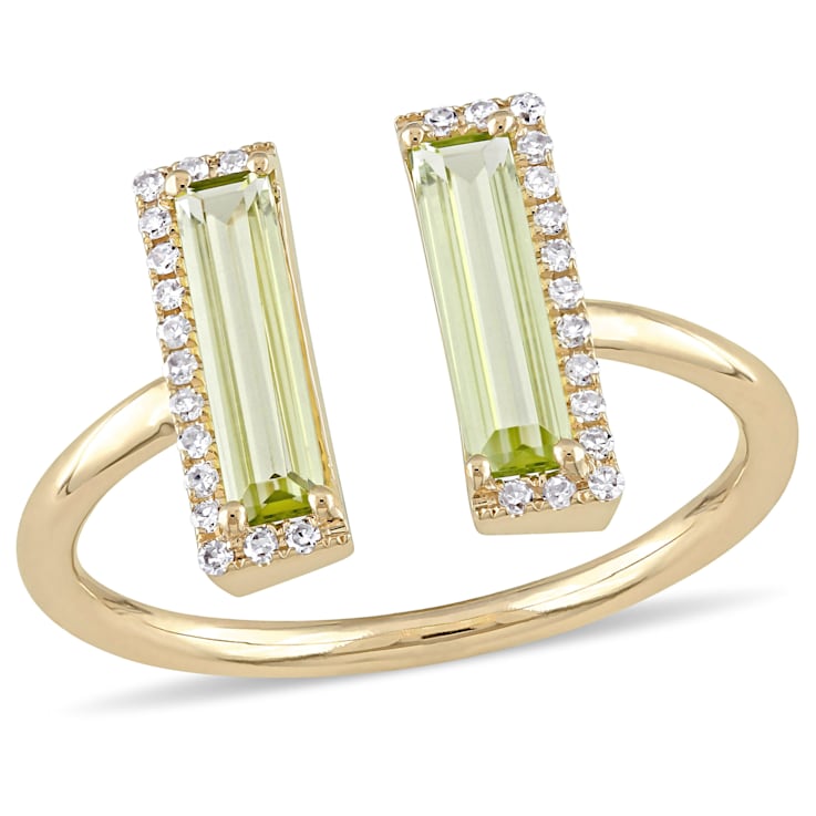 1ct Peridot and 0.10ctw Diamond in 14k Yellow Gold Open Design Ring