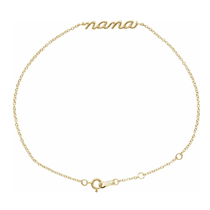 14K Yellow Gold Lowercase Nana Adjustable Bracelet