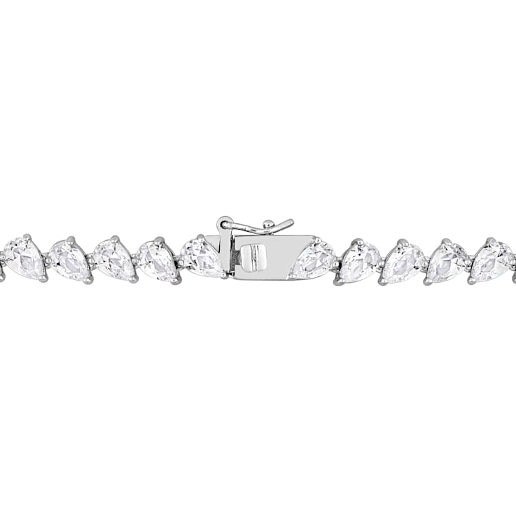 Created White Sapphire Sterling Silver Necklace 39.5ctw