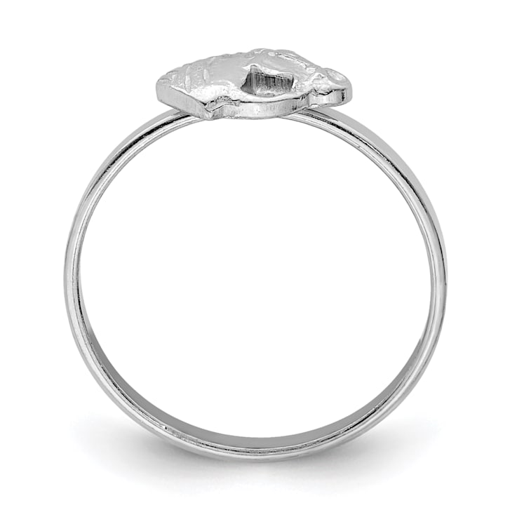 Rhodium Over Sterling Silver Polished and Textured Horse Children's Ring