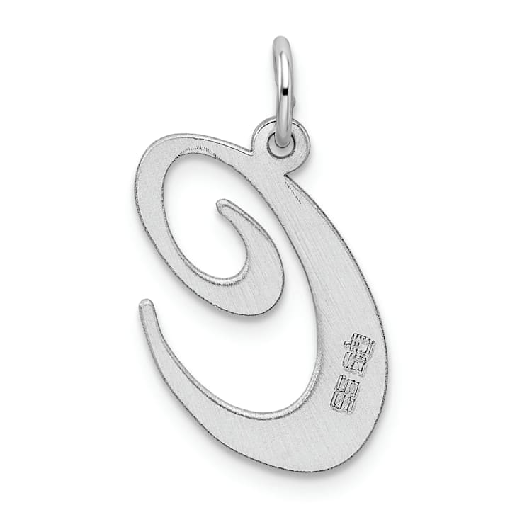Rhodium Over Sterling Silver Fancy Script Letter C Initial Charm