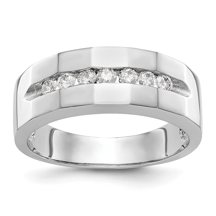 Rhodium Over 14K White Gold Lab Grown Diamond SI1/SI2, G H I, Men's Band