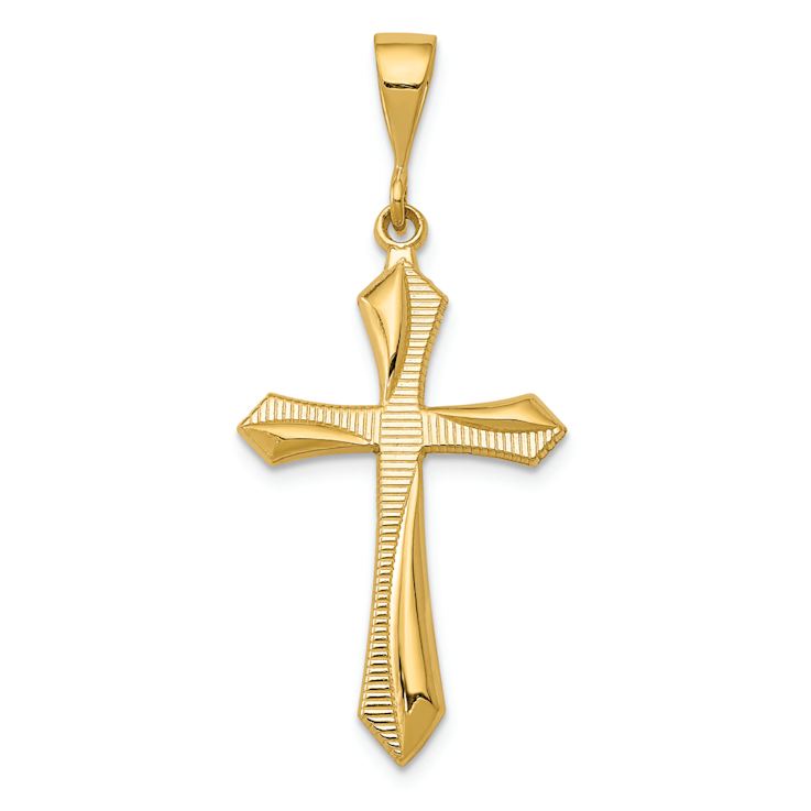 14k Yellow Gold Textured Passion Cross Pendant