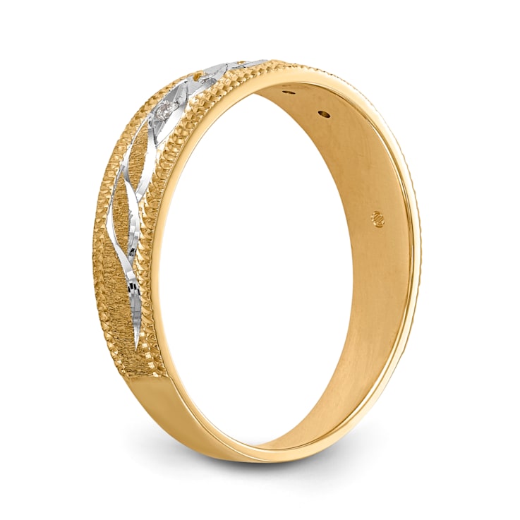 14K Yellow Gold AA Quality Mens Wedding Band 0.09ctw
