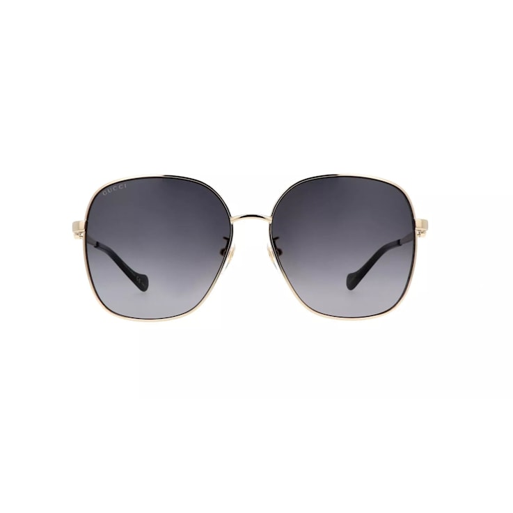 Gucci Gold Tone and Black Oversize Frame/ Gray Lens Sunglasses