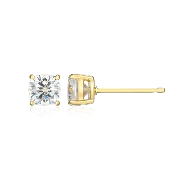 Square Cushion Cut Moissanite 14k Yellow Gold Over Silver Stud Earrings
1.20ctw DEW