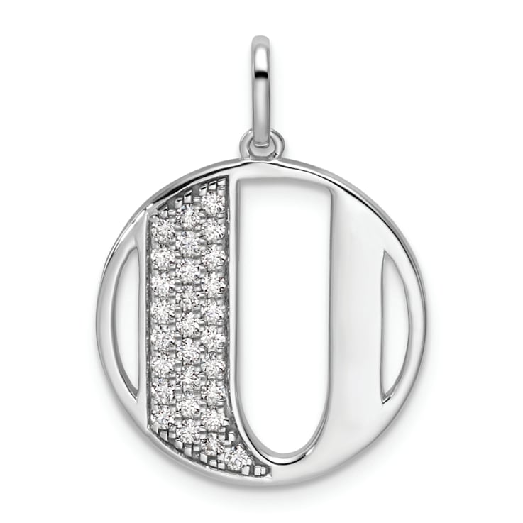 14K White Gold Gatsby Diamond Initial U Charm