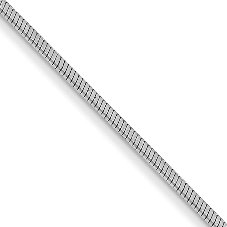 Rhodium Over 14k White Gold 0.6mm Solid Octagonal Snake 24 Inch Chain