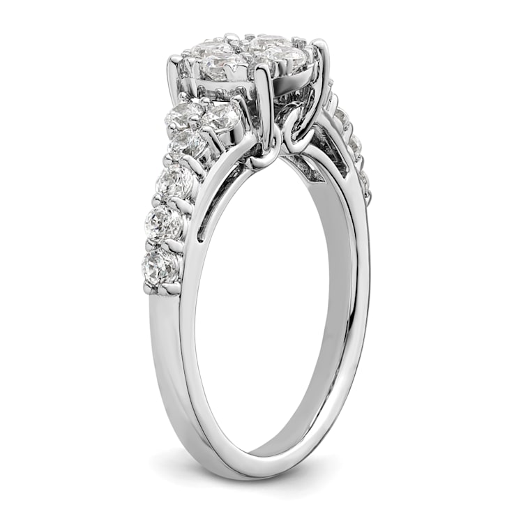 Rhodium Over 14K White Gold Lab Grown Diamond VS/SI GH, Cluster Ring 1.028ctw