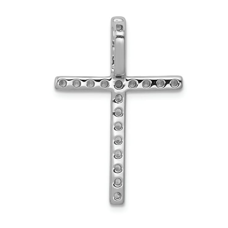 Rhodium Over 14k White Gold Diamond Cross Chain Slide Pendant