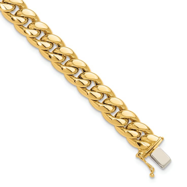 14K Yellow Gold Polished Curb Link Men's Bracelet