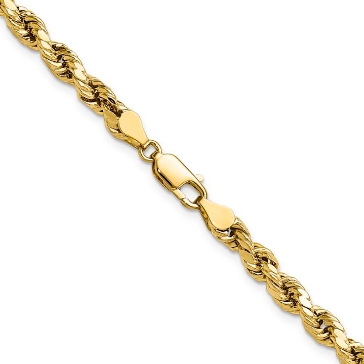 14k Yellow Gold 4.9mm Diamond-Cut Rope 16 Inch Chain
