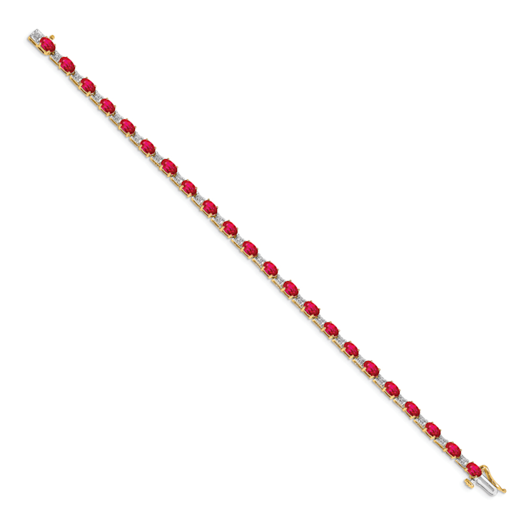 14k Yellow Gold and 14k White Gold Diamond and Ruby Bracelet