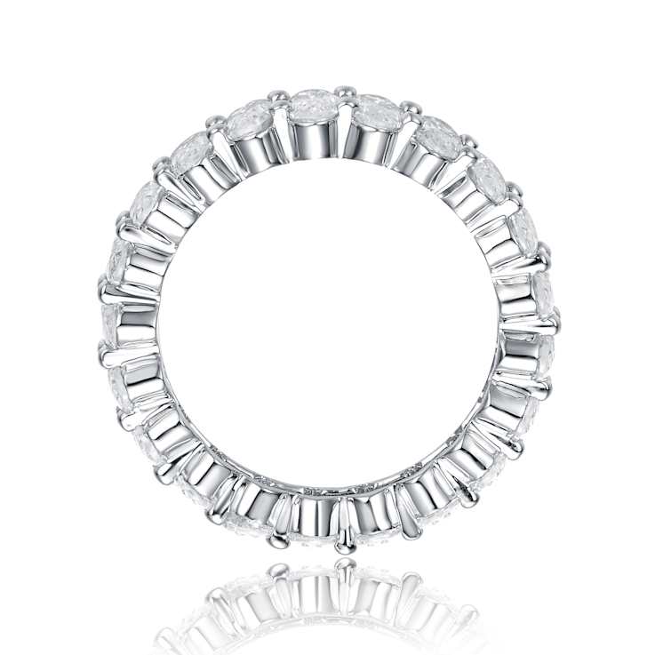 Oval CZ Band Ring In Rhodium Over Brass