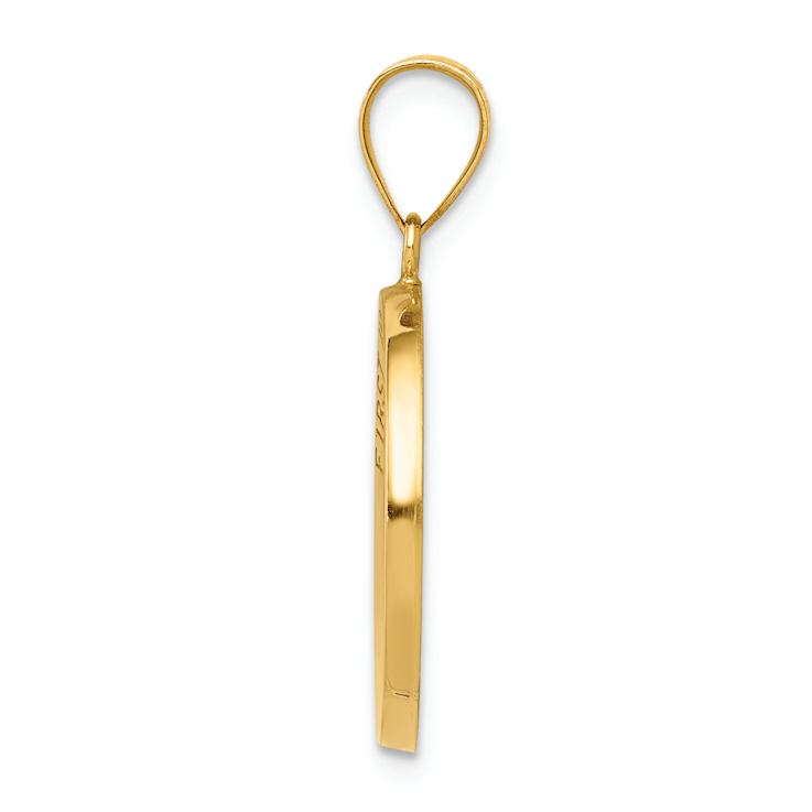 14k Yellow Gold Polished and Satin First Holy Communion Medal Pendant