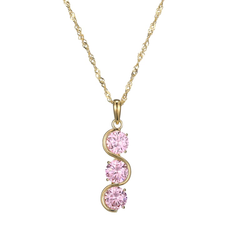 Pink Cubic Zirconia 18k Yellow Gold Over Sterling Silver October
Birthstone Pendant 6.35ctw