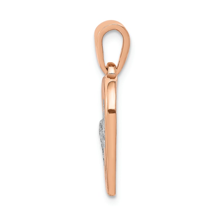 14k Rose Gold and Rhodium Over 14k Rose Gold Diamond Entwined Hearts Pendant
