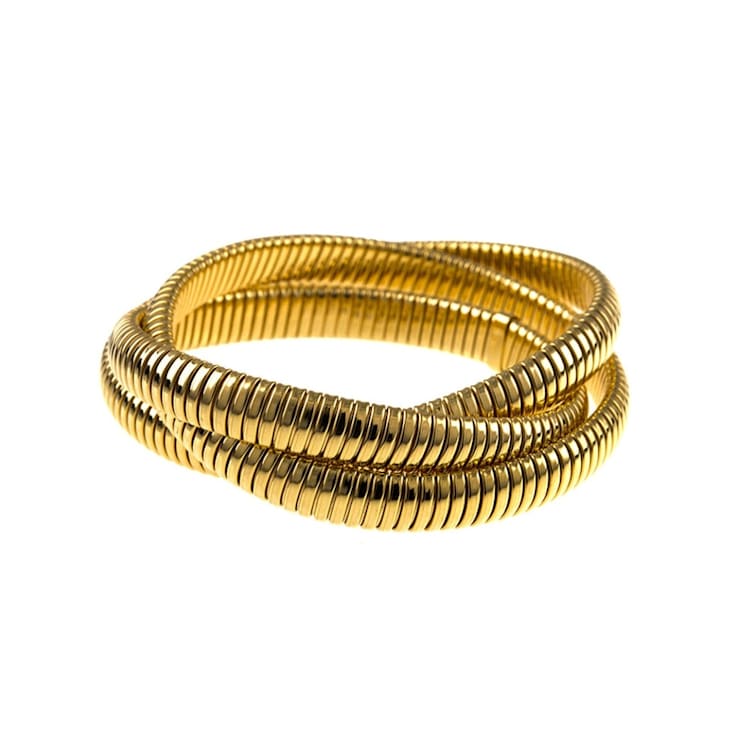 18K Yellow Gold 3 Intertwined 7.5-inch Slip-on Bangle