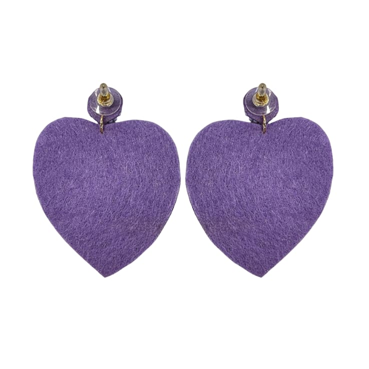 Off Park® Collection, Purple Seed Bead Heart Shape Earring