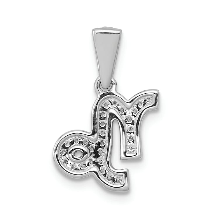 Rhodium Over 14K White Gold Diamond Capricorn Zodiac Pendant