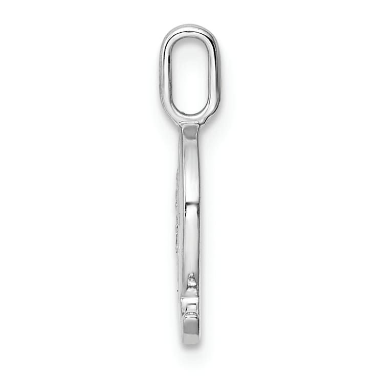14K White Gold Diamond Letter Q Initial Pendant