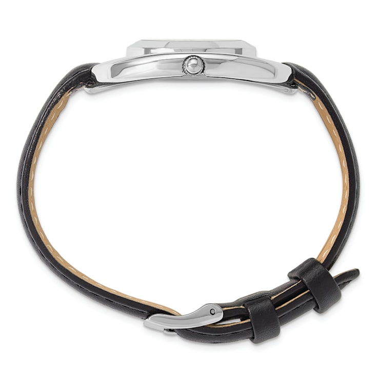 Ladies Charles Hubert Chrome-finish Black Dial Modern Circle Watch